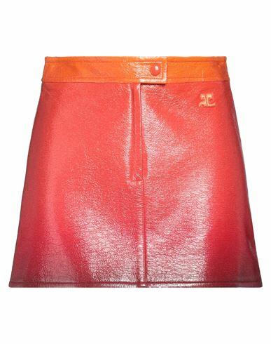 Courreges Woman Mini skirt Orange Cotton, Elastane Cover