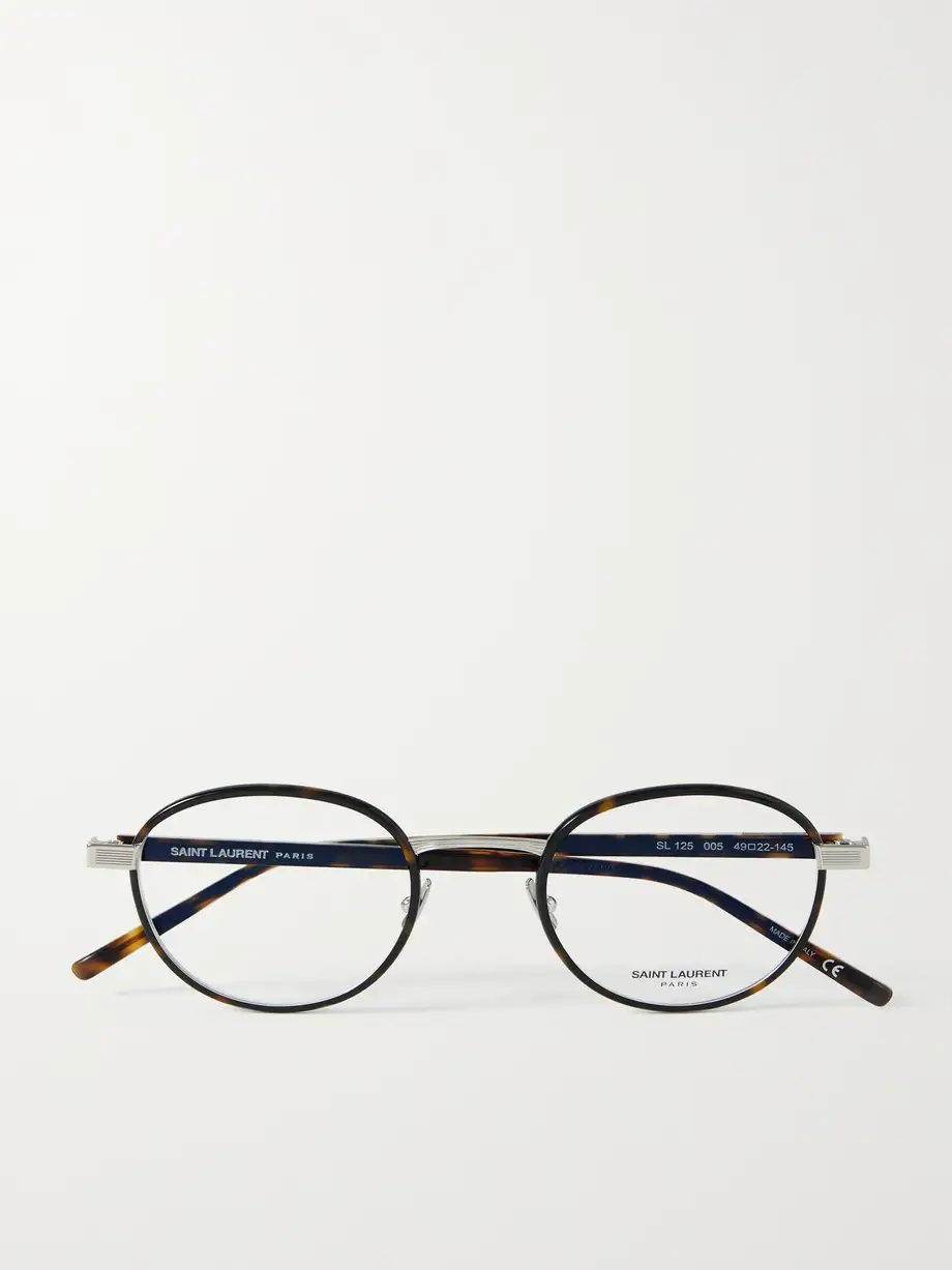 SAINT LAURENT Eyewear - Round-frame Tortoiseshell Acetate And Silver-tone Optical Glasses - One size Cover