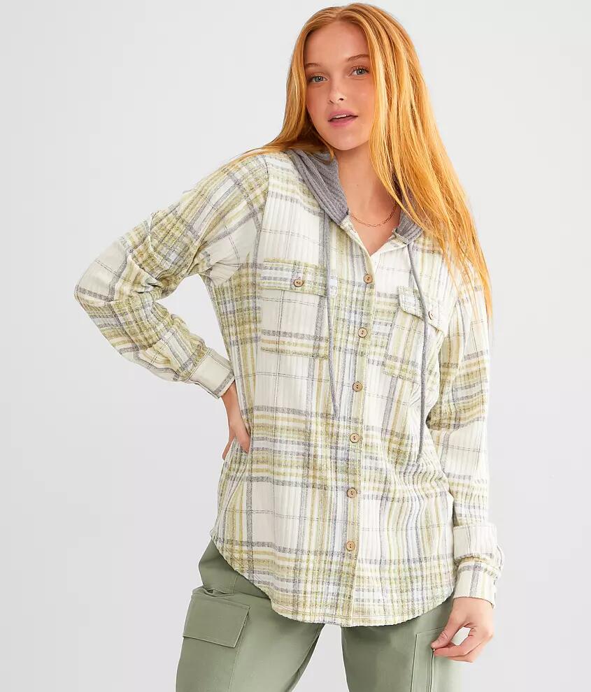 Modish Rebel Hooded Plaid Shirt Cover