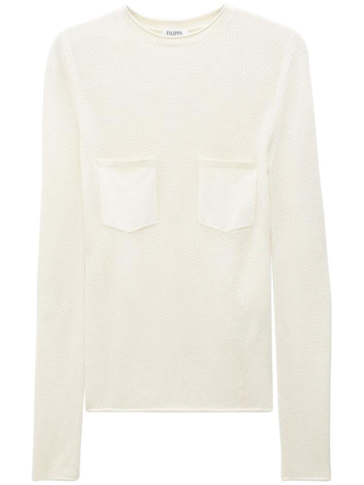 Filippa K patch-pocket mesh T-shirt - White Cover