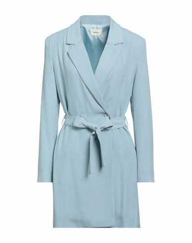 Vicolo Woman Overcoat & Trench Coat Light blue Polyester, Elastane Cover