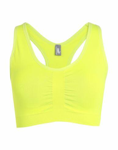 Puma 4keeps Shapeluxe Seamless Bra Woman Top Acid green Nylon, Elastane, Lycra Cover