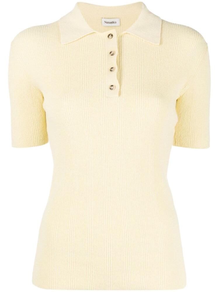 Nanushka ribbed-knit polo shirt - Yellow Cover