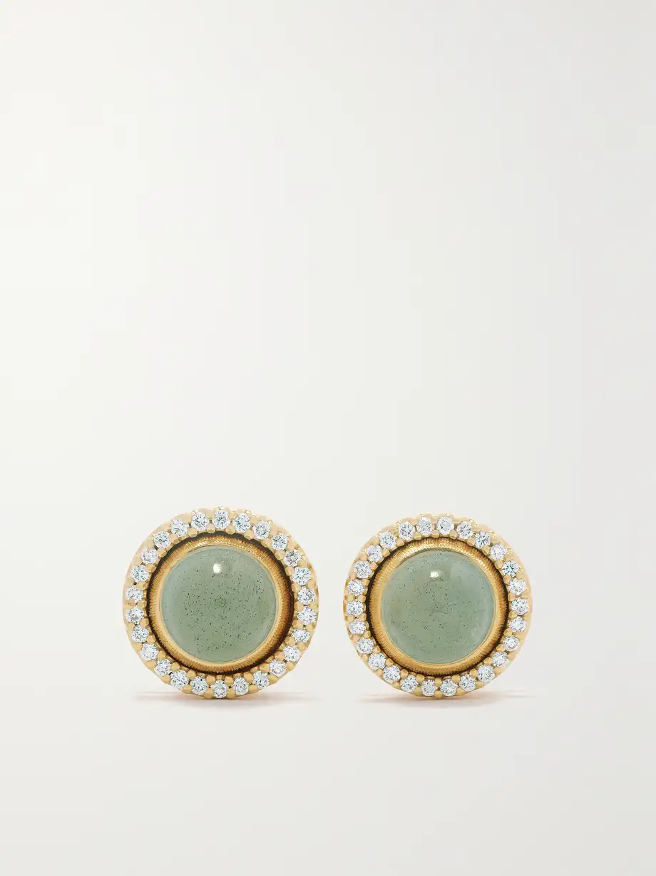 OLE LYNGGAARD COPENHAGEN - Lotus 18-karat Gold, Aquamarine And Diamond Earrings - Green Cover