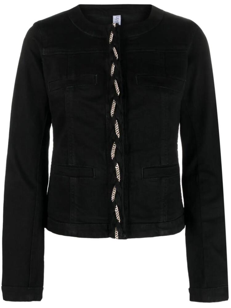 LIU JO chain-link detail denim jacket - Black Cover