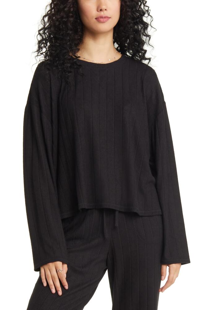 BP. Cozy Rib Oversize Pajama Top in Black Cover