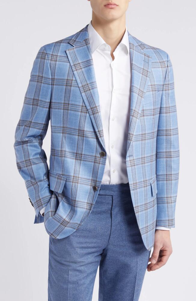 Peter Millar Plaid Wool & Silk Blend Sport Coat in Light Blue Cover