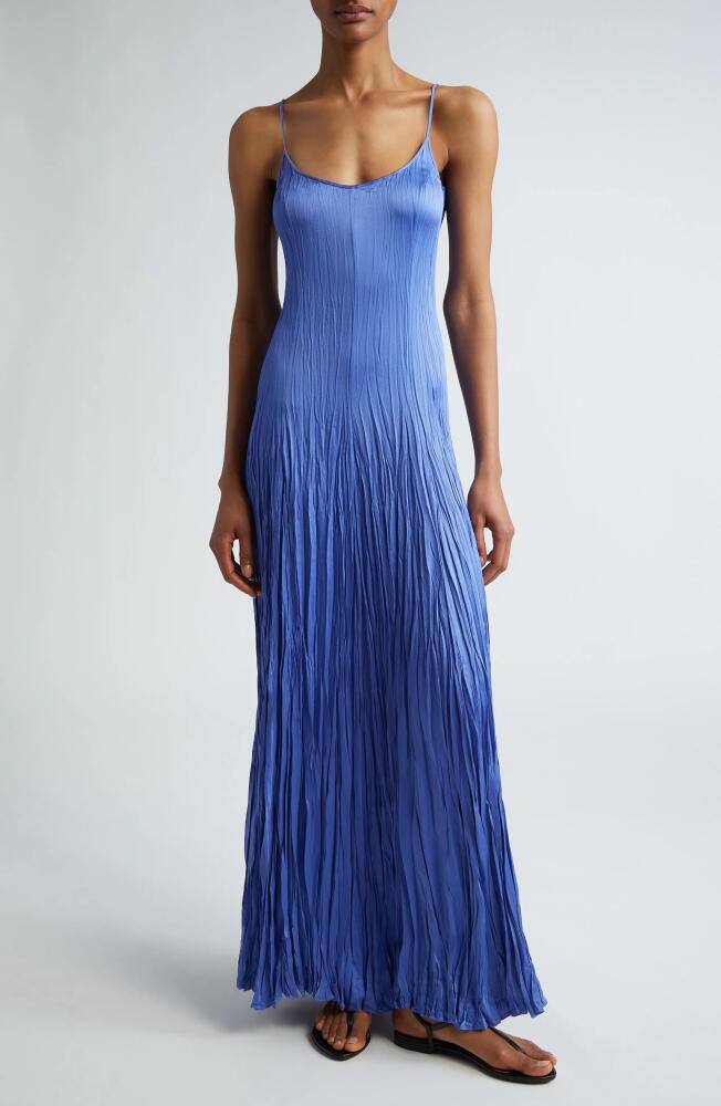 Michael Kors Collection Jamison Crushed Charmeuse Maxi Slipdress in Azure Cover