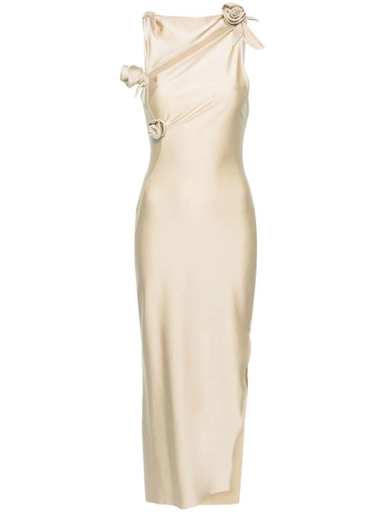 Coperni asymmetric floral-appliqué gown - Neutrals Cover