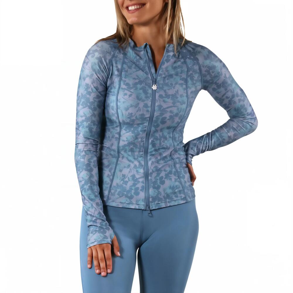 UV Skinz Long Sleeve Full Zip Rash Guard in Baltic Petals Cover