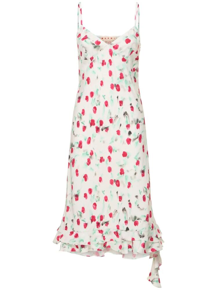 MARNI Printed Envers Satin Midi Dress Cover