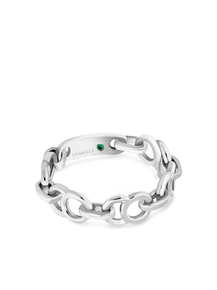 Courbet 18kt recycled white gold Celeste chain ring - Silver Cover