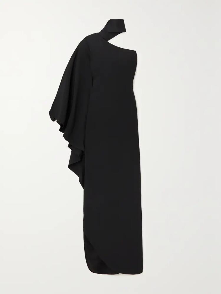 Taller Marmo - Bolkan Scarf-detailed One-shoulder Ruffled Crepe Gown - Black Cover