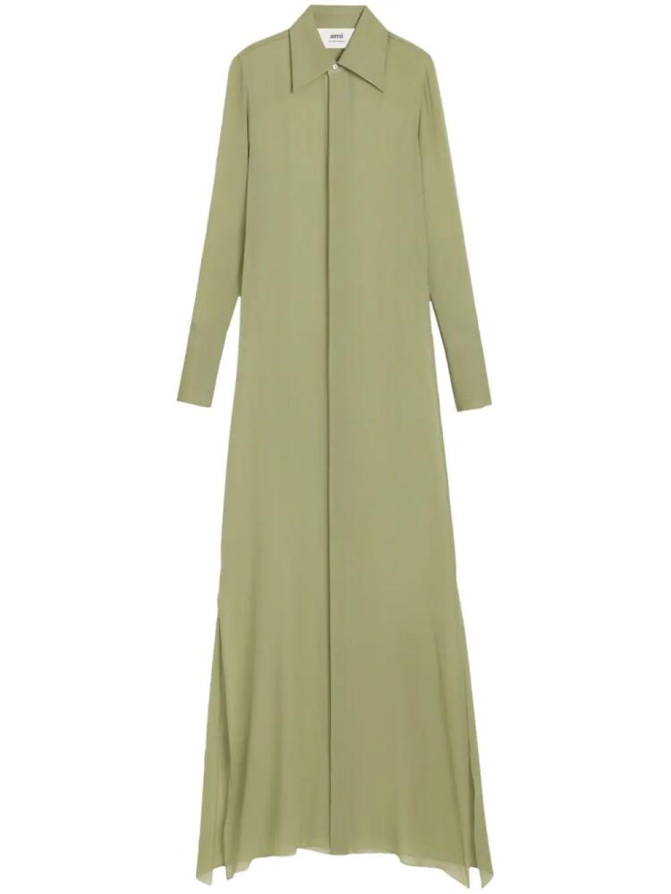 AMI Paris floor-length silk shirt dress - Green Cover