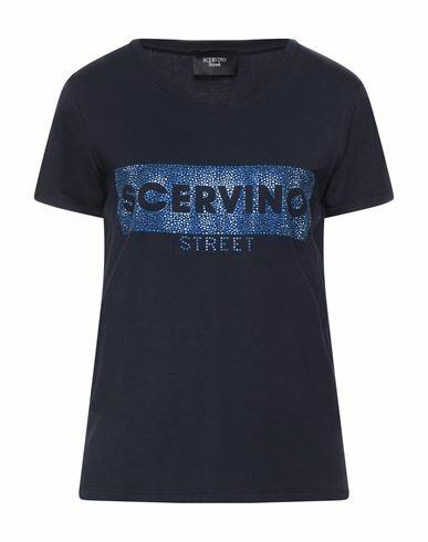 Scervino Woman T-shirt Midnight blue Viscose, Elastane Cover