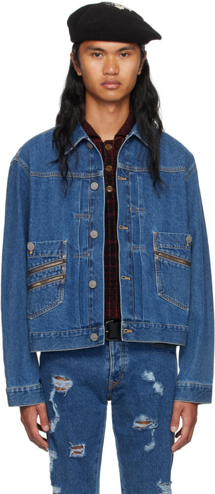 Vivienne Westwood Blue Spray Orb Denim Jacket Cover