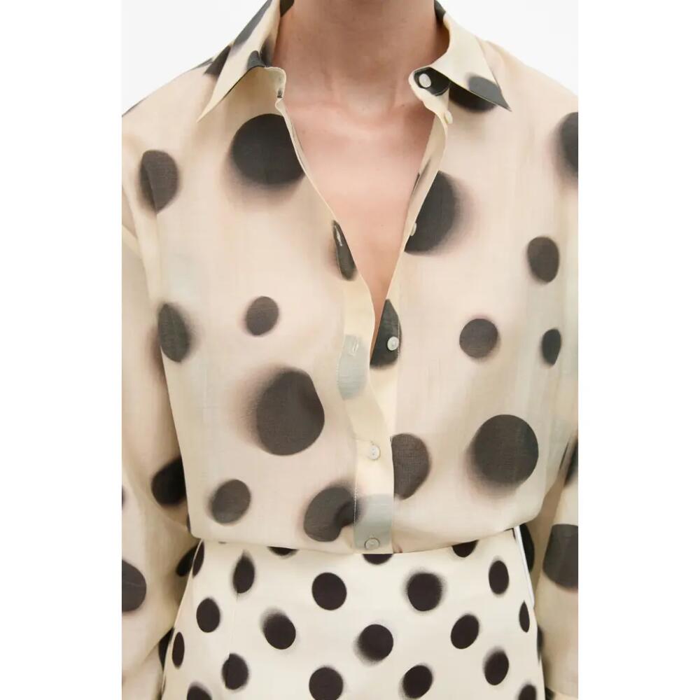 MANGO Polka Dot Button-Up Shirt in Ecru Cover