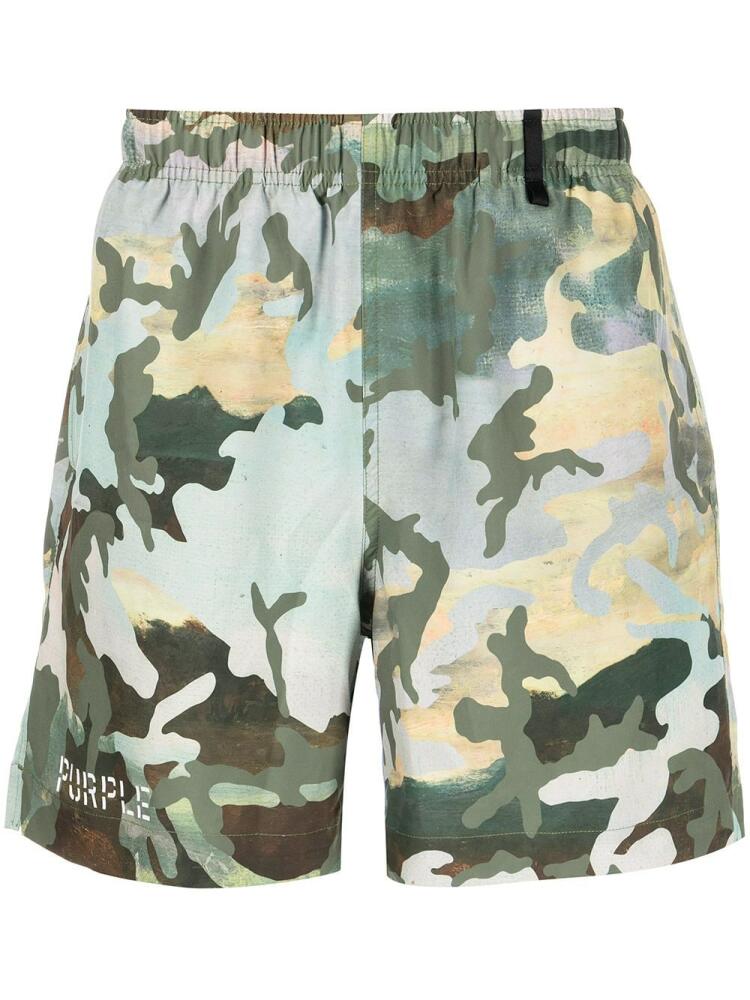 Purple Brand camouflage-print swim shorts - Green Cover