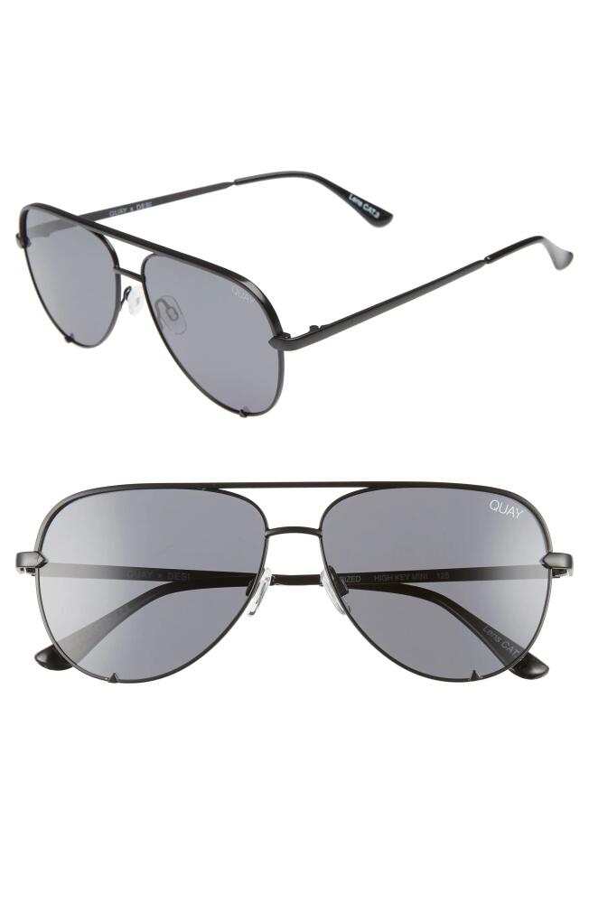 Quay Australia High Key Mini 51mm Aviator Sunglasses in Black/Smoke Polarized Cover