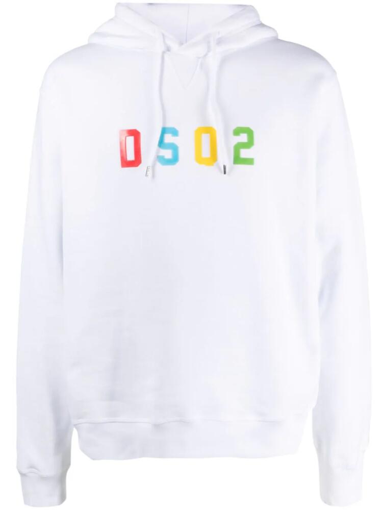 DSQUARED2 logo-print cotton hoodie - White Cover