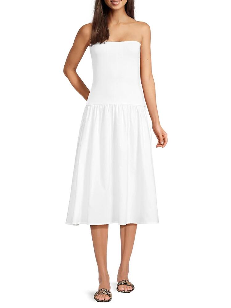 WeWoreWhat Women's Ribbed Bandeau Midi Dress - White Cover