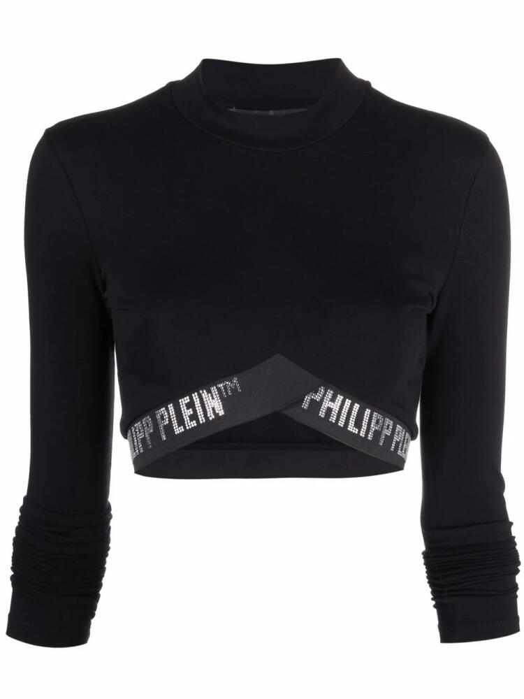 Philipp Plein logo cotton jogging top - Black Cover