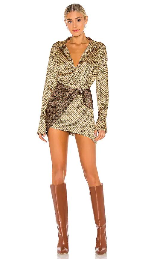 L'Academie The Kamille Mini Dress in Tan Cover