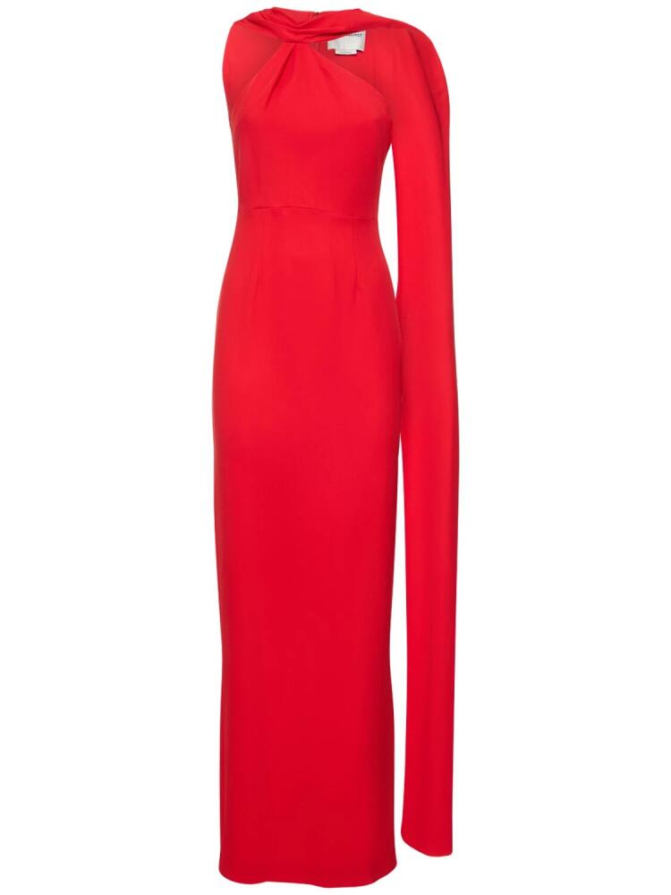 ROLAND MOURET Asymmetric Stretch Cady Maxi Dress Cover