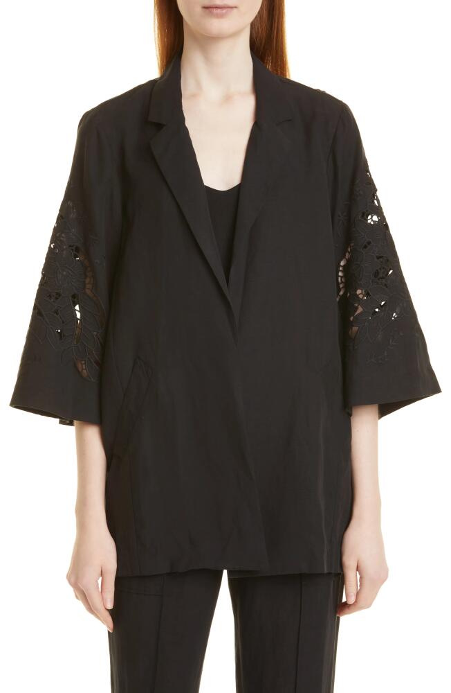 KOBI HALPERIN Torie Embroidered Eyelet Jacket in Black Cover