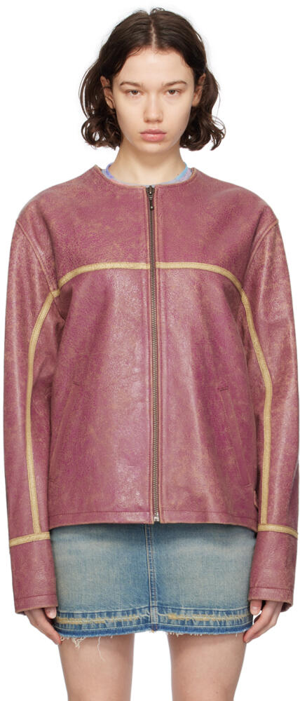 GUESS USA Pink Crackle Leather Jacket Cover