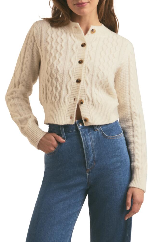 Favorite Daughter Wool & Cashmere Blend Cable Cardigan in White Froth Cover