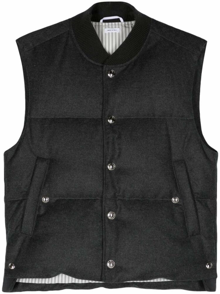 Thom Browne baseball-collar virgin wool gilet - Grey Cover