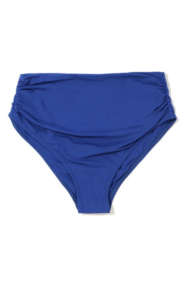 Hanky Panky Ruched High Waist Bikini Bottoms in Poolside Blue Solid Cover