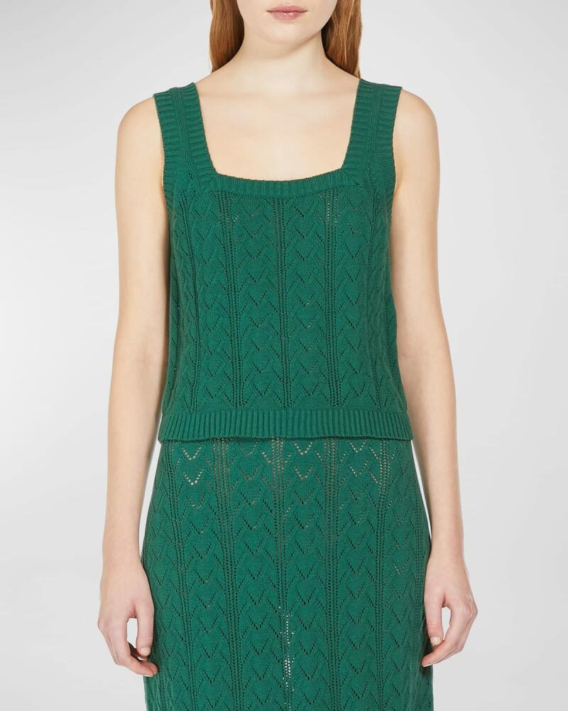 Weekend Max Mara Zanora Square-Neck Pointelle Knit Tank Cover