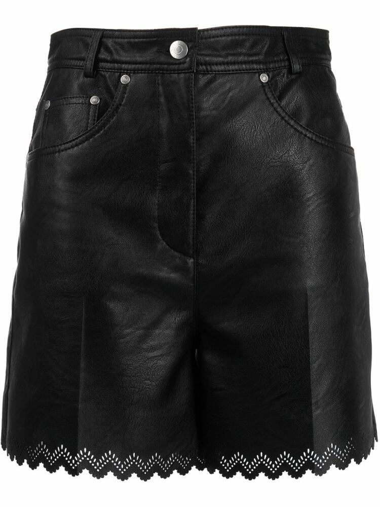 Stella McCartney leather-effect scalloped shorts - Black Cover