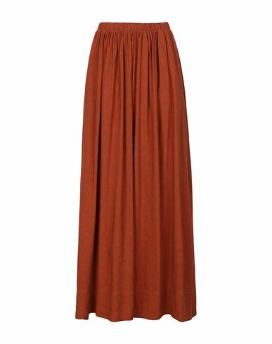 8 By Yoox Viscose-linen High-waist Long Skirt Woman Maxi skirt Brick red Viscose, Linen Cover