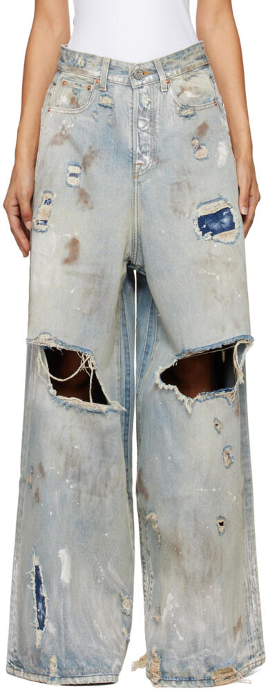 VETEMENTS Blue Trashed Big Shape Jeans Cover