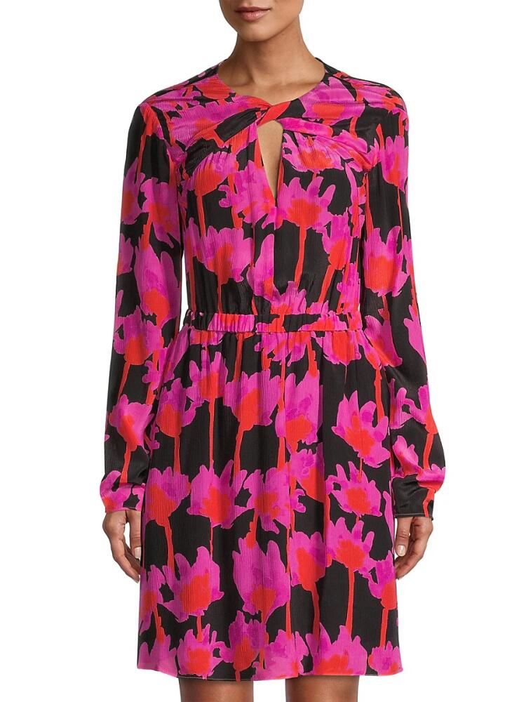 Jason Wu Women's Floral Cutout Mini Dress - Black Pink Cover