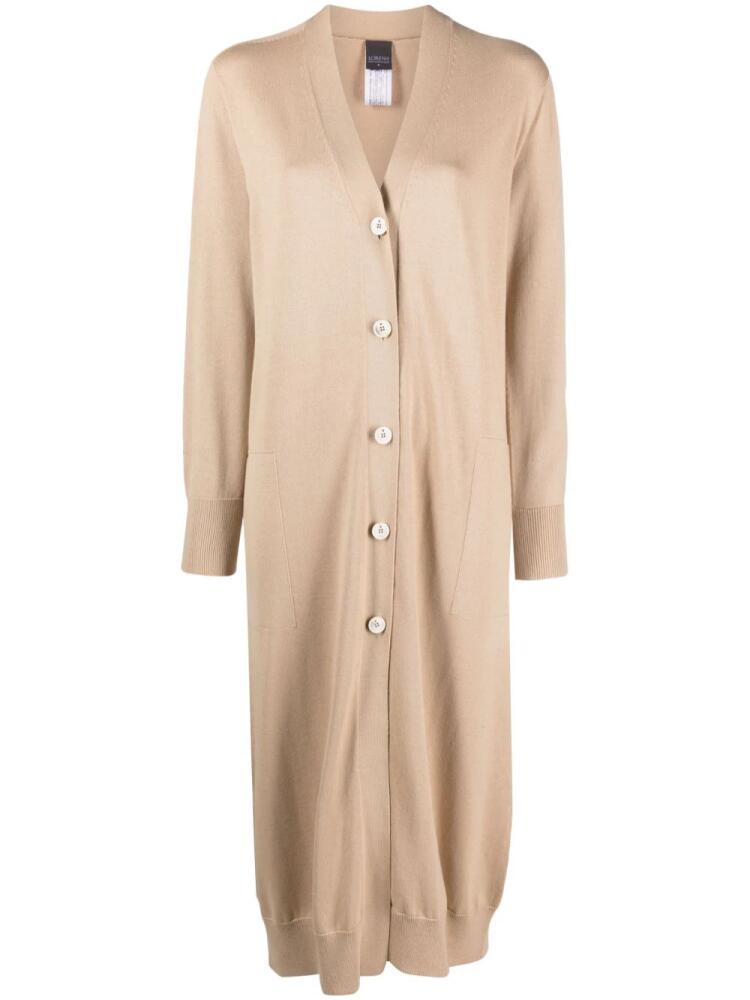 Lorena Antoniazzi V-neck knitted longline cardigan - Neutrals Cover