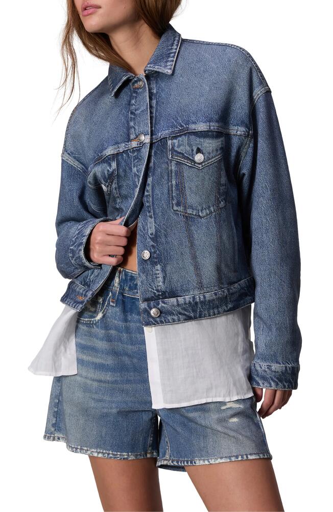 rag & bone Miramar Printed Denim Cotton Terry Trucker Jacket in Walker Cover