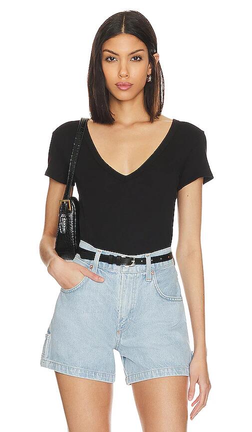 Enza Costa Perfect V Tee in Black Cover