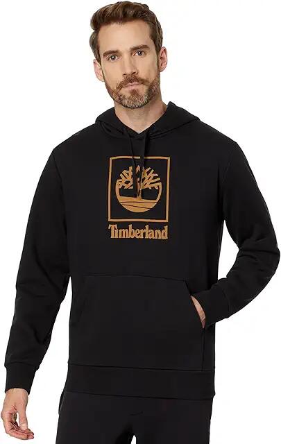 Timberland Stack Logo Hoodie (Black) Men's Sweatshirt Cover