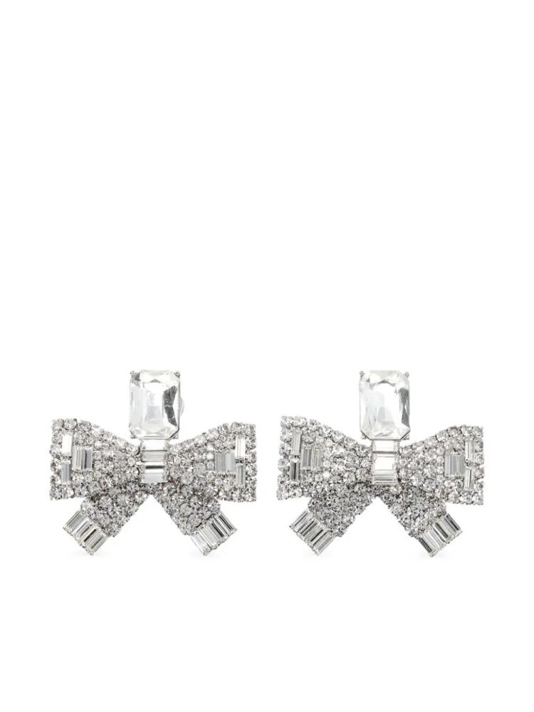 Self-Portrait small Crystal Bow earrings - Silver Cover