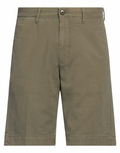 Incotex Man Shorts & Bermuda Shorts Military green Cotton, Elastane Cover