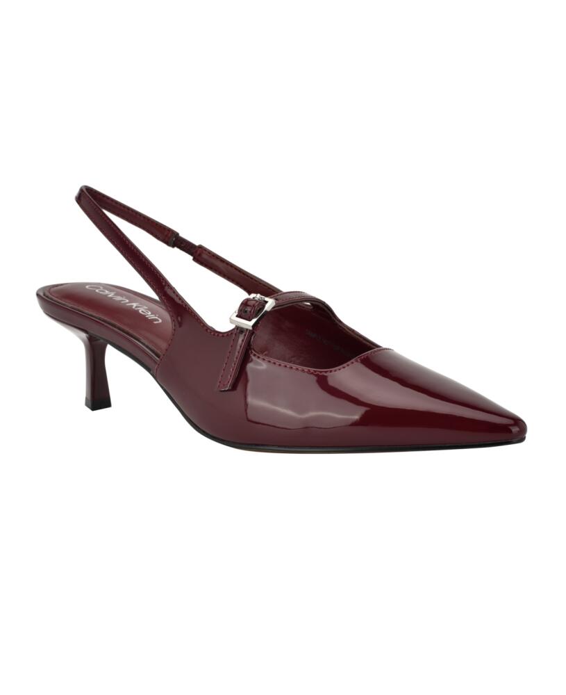 Calvin Klein Women's Kallien Pointy Toe Slingback Dress Pumps - Dark Red Patent Cover