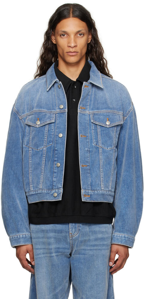 Alexander Wang Blue Oversize Brushed Denim Jacket Cover