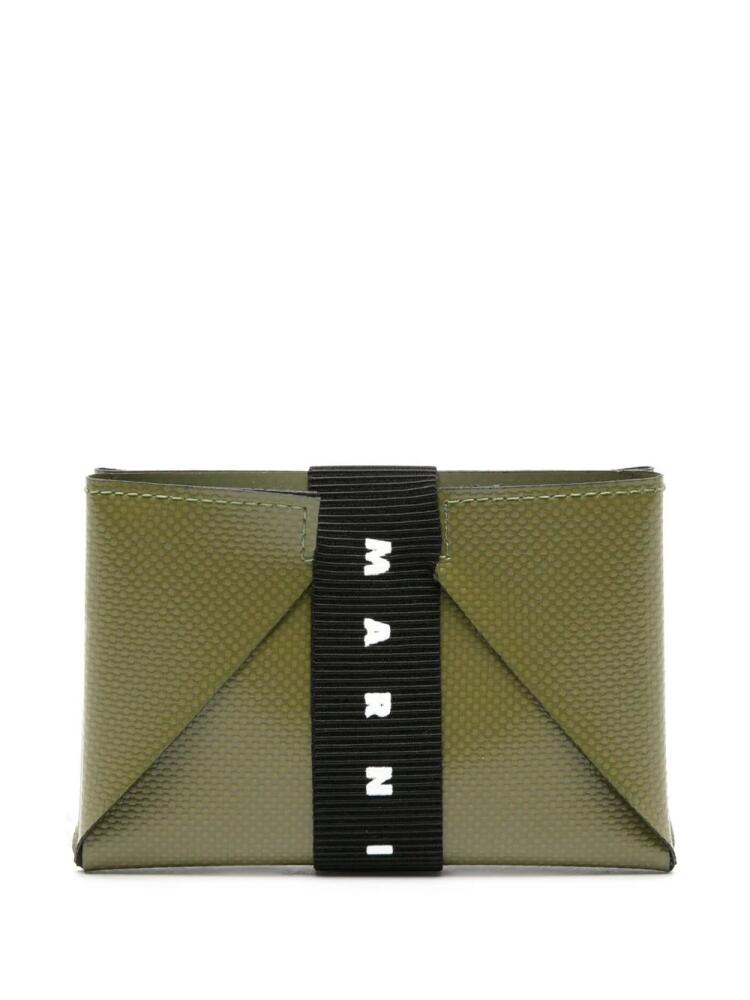 Marni logo-strap leather cardholder - Green Cover