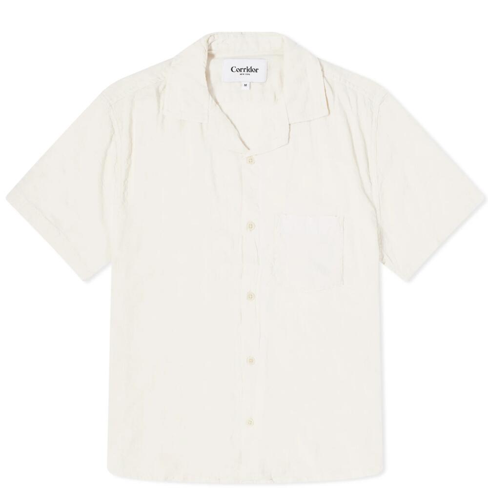 Corridor Men's Striped Seersucker Vacation Shirt in White Cover