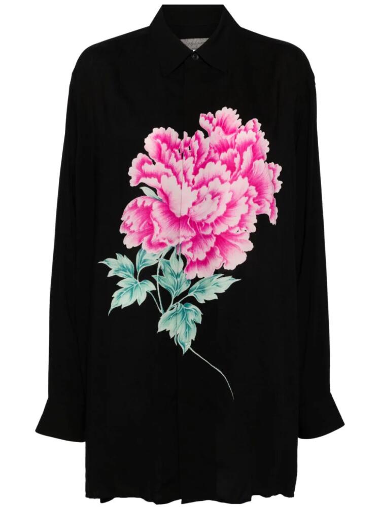 Yohji Yamamoto floral-print long-sleeve shirt - Black Cover