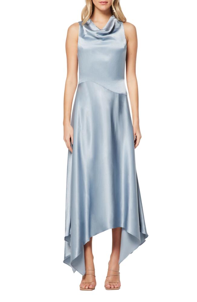 Elliatt Halle Handkerchief Hem Satin Gown in Stoneblue Cover